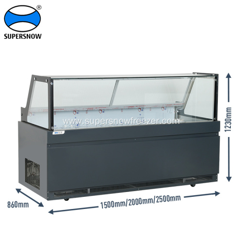 Deli display case chiller counter with freezer storage